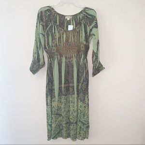 Live and let Live Dress with Green Brown Design